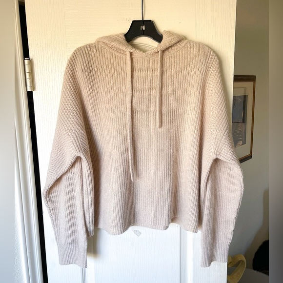 Jenni Kayne Cashmere Fisherman Hoodie Boxy Oatmeal Size Small EUC - Picture 3 of 10